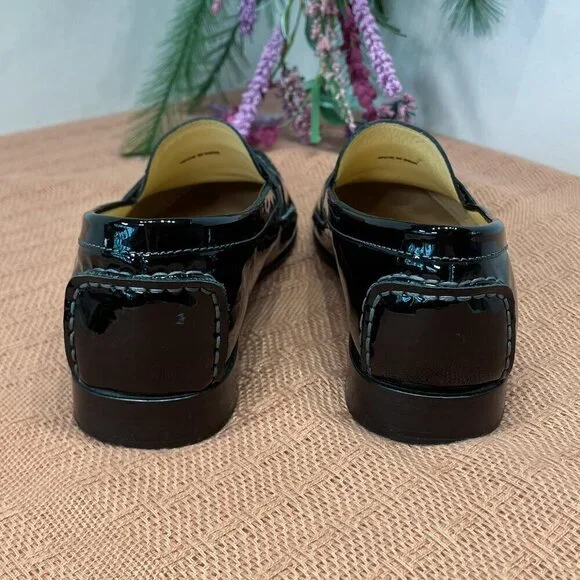 Cole Haan Monochrome Black Patent Leather Penny Loafers D26124, Size: 8 1/2 B - Picture 5 of 6